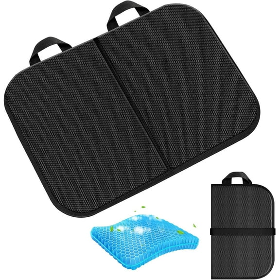 Gel Seat Cushion, Portable Travel Cushions, 16.5" x 12" Foldable Seat Cushion for Airplane Seats, Bleachers, Flights, Car/Office, Hip, Coccyx, Sciatica, Pressure Sores Tailbone Pain Relief