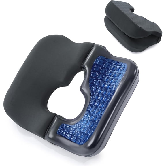 Gel Seat n Bed Sore ns for Butt, Memory Foam Bedsore Pressure Relief Pillow for Tailbone Pain, T Shaped Opening Hemorrhoid Pillow for Sitting, Sleeping (Gray)