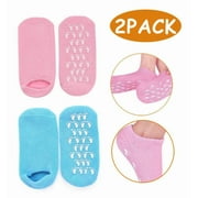 2CFUN Gel Socks Moisturizing Socks Soft Spa Socks For Repairing and Softening Dry Cracked ft Skins, Gel Lining Infused with Essential Oils and Vitamins for Women (Blue & Pink)