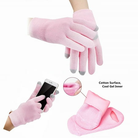 Gel Spa Sock and Glove Moisturizing for Soften Repairing Moisturizer Dry Cracked Hand Foot Skin Care Silicone inside–Pink