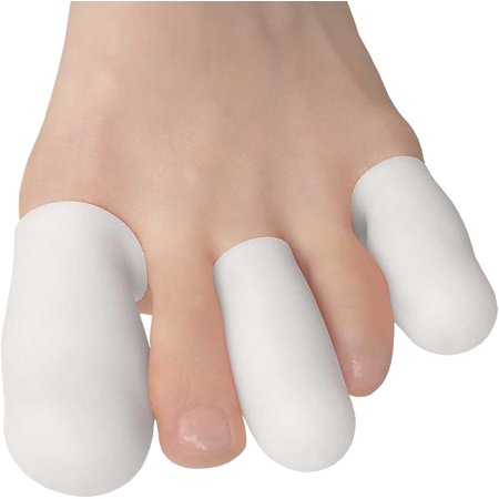 Gel Toe Cap Sleeve Protector Cushions Pads Guard Cover Separator Bunion Hammer Toe Callus Corn Blister Missing Ingrown Nails (Combo - 4Ss 2Ls, White)