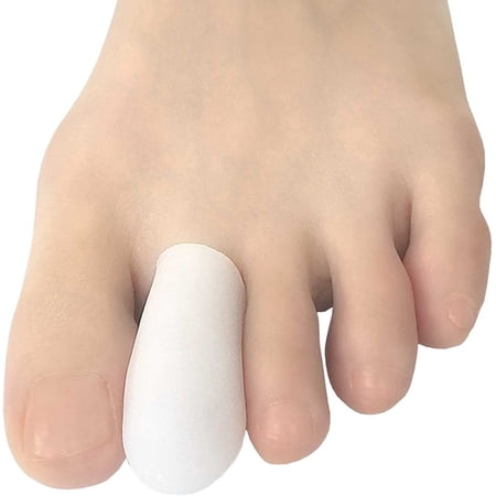 Gel Toe Cap Sleeve Protector Cushions Pads Guard Cover Separator Bunion Hammer Toe Callus Corn Blister Missing Ingrown Nails (Small - 10 Pack, White)