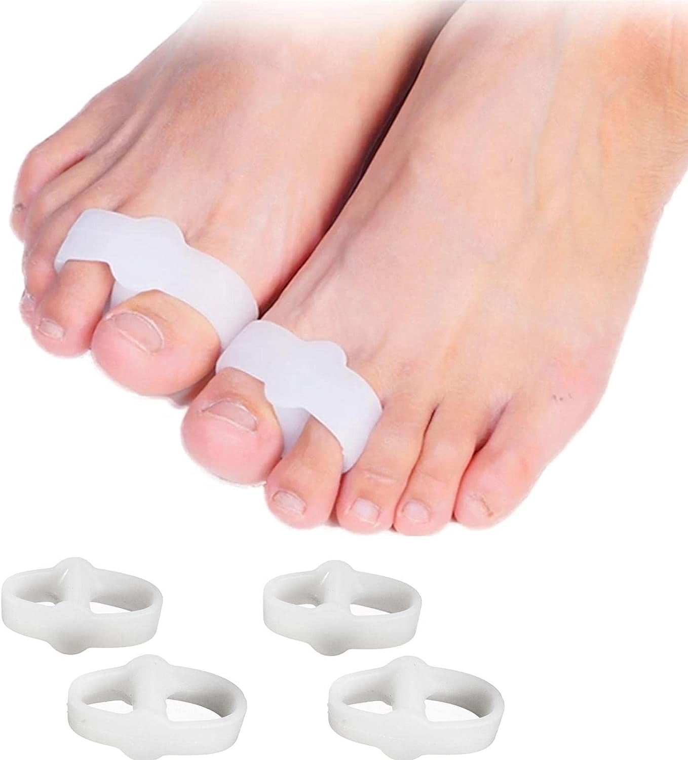 Gel Toe Corrector, 4 Toe Separator, Toe Separator with 2 Loops