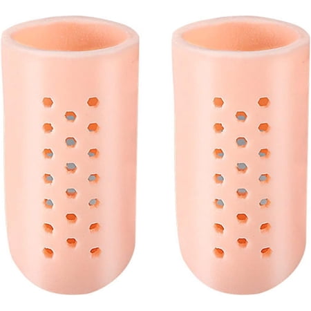Gel Toe Protector Silicone Toe Caps Toe Sleeve Protectors Pain for Corns Blisters and Ingrowns Toenails Foot Soak (Khaki, L)