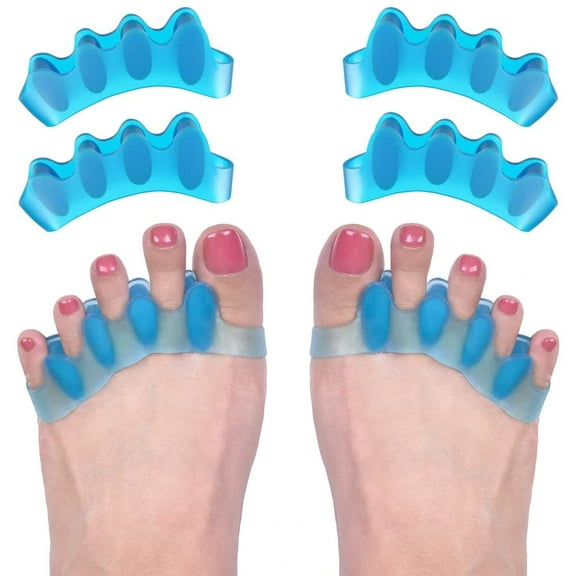 Gel Toe Separator to Correct Bunion (4 PCS),Bunion Corrector for Women Men Toe Spacer Hammer Toe Straightener Toe Stretcher Big Toe Separators (Blue)