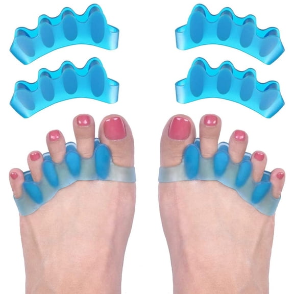 Gel Toe Separator to Correct Bunion (4 PCS),Bunion Corrector for Women Men Toe Spacer Hammer Toe Straightener Toe Stretcher Big Toe Separators (Blue)