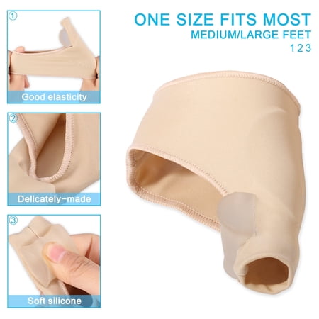 Gel Toe Separator,with Gel Toe Separators Spacers Straightener and Spreader 2 Booties for Hallux Valgus Bunion Pain Relief Big Toe Alignment (1 Pair)