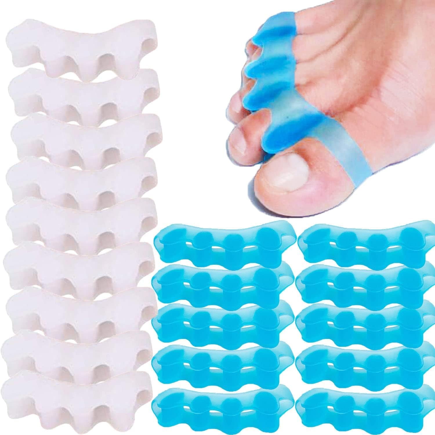 Gel Toe Separators, 10 Pair Toe Stretchers Spacers, Bunion Correctors, Hammer Corrector, Toe