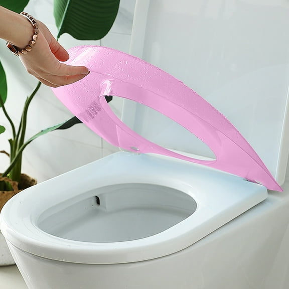 Gel Toilet Seat Cushion Cover - Raised Padded Riser Cushion for Elongated, Standard, and Commode Chairs- Seat Warmer Pressure & Pain Relief Comfort- Adhesive Donut Pad for Elderly, Seniors (Pink)