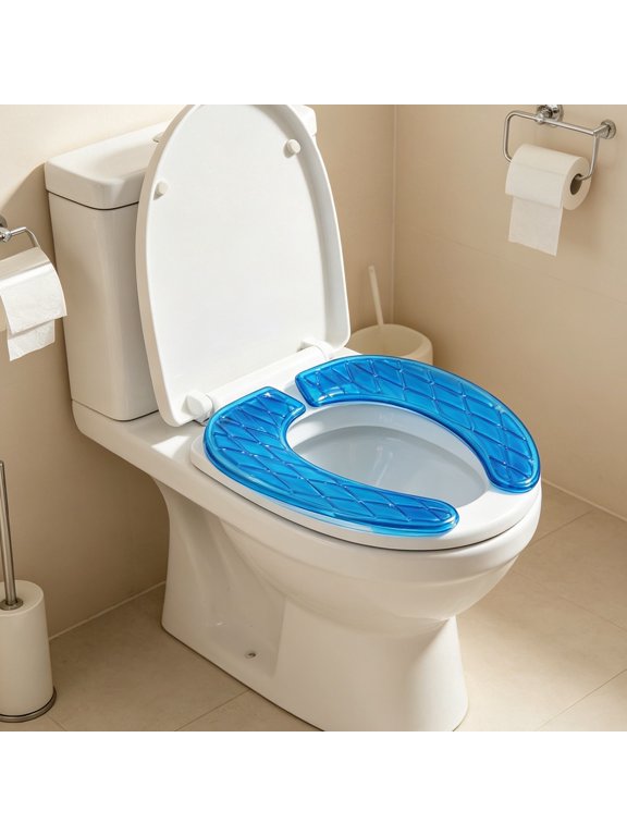 Gel Toilet Seat Cushion, Usupdd Thick Soft Cooling Seat Pad Universal Adhesive, Portable Washable Reusable Toilet Seat Cushion for Bathroom Home Summer Use, Sky Blue