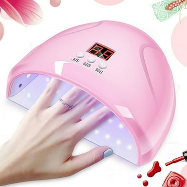 Gel UV LED Nail Polish Lamp, Nail Dryer, 48W UV LED Nail Lamp, with Automatic Sensor, Portable UV Light for Gel Nail Polish, Quick-drying, 3 Timer Setting, Pink
