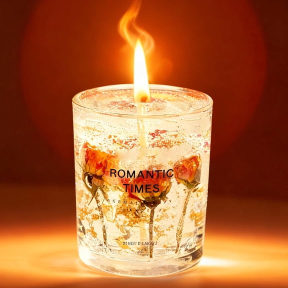 Gel Wax Candle Set Clear Jelly Wax with Real Rose Petals Gold Flakes Long Lasting Scented Aromatherapy Candle in Glass Jar