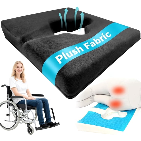 Gel Wheelchair Seat Cushion,Bed Sore Cushions for Butt,Gel Cushion for Pressure Relief,Donut Pillow for Tailbone Pain Relief,Sciatica,Coccyx,hemorrhoid Pillow,Cushion for Office Chair(BLACK2)