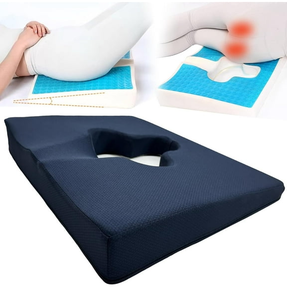 Gel Wheelchair Seat Cushion,Bed Sore Cushions for Butt,Relieve Sciatica,Back,Coccyx,Pressure Sore/Ulcer Pain Relief Pillow,Ergonomic Chair Cushion, Anti-Slip Cover Removable and Washing(Blue)