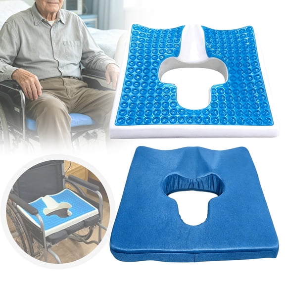 Gel Wheelchair Seat Cushion, Memory Foam Pressure Sore Relief Cushion, Coccyx Tailbone Pain Relief Pad, Orthopedic Gel Foam Cushion, Waterproof Anti Bedsore Pad for Bedridden Office Chair Use