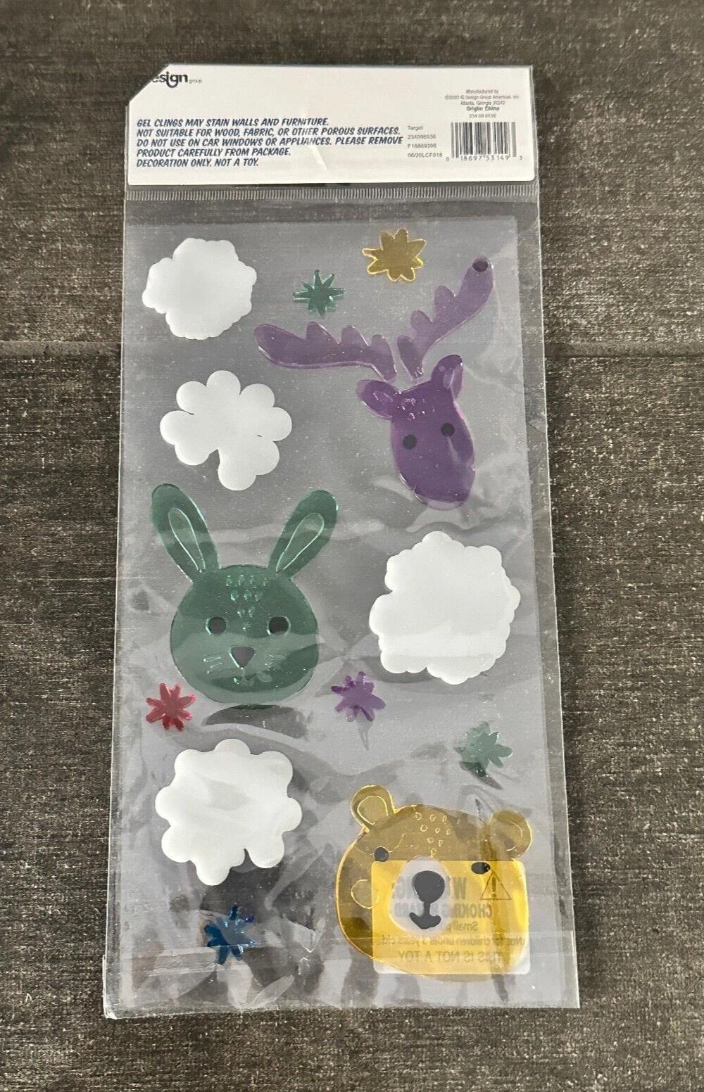 Gel Window Clings Decorations Reusable And Washable Winter Moose Rabbit 19 Pcs