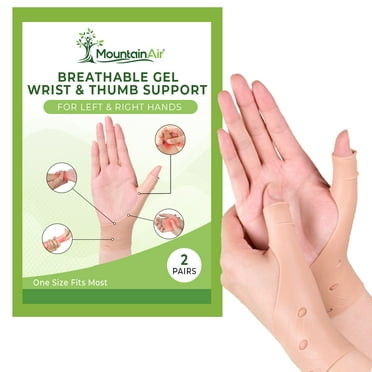 Gel Wrist & Thumb Brace - 2 Pairs – Waterproof Unisex Wrist Splint to Fit Left or Right Hand – Wrist Support for Arthritis, Rheumatism, Carpal Tunnel Pain Relief – Flexible Silicone Thumb Brace Brown