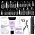 Gel X Nail Kit Stater Set Medium Almond Soft Nail Tips with 30g Solid Glue Gel Nail Glue Gel