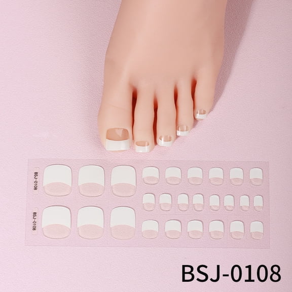 Gel nail stickers French foot stickers UV lamp half-baked semi-cured toenail stickers