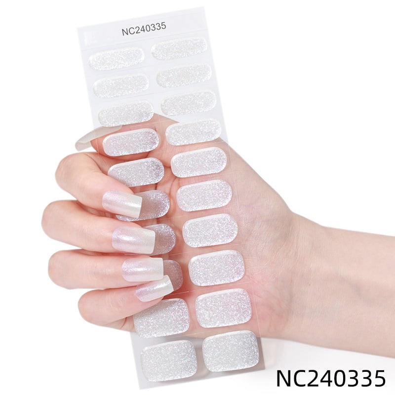 Gel nail stickers, ice-clear UV light hardened semi-cured nail stickers - NC240335
