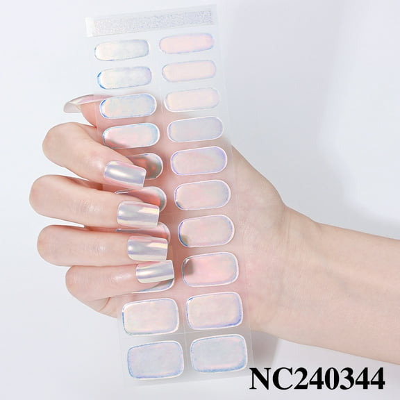 Gel nail stickers waterproof aurora color changing mirror nail stickers UV semi-cured nail stickers