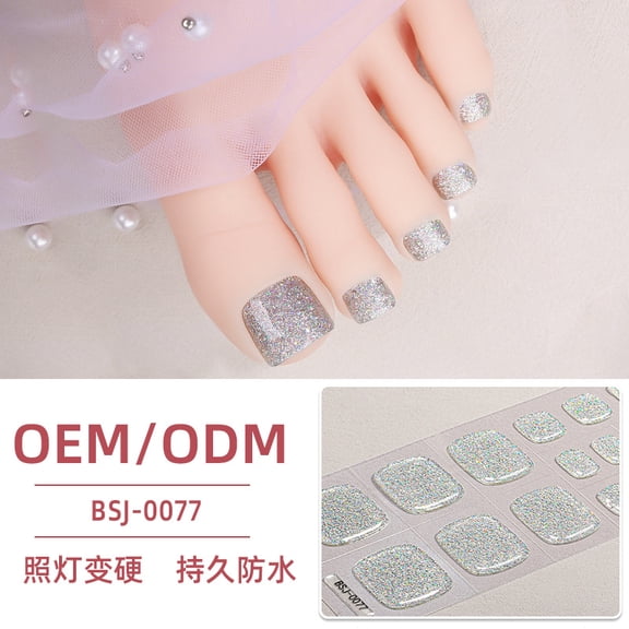 Gel toenail stickers waterproof solid color onion powder UV nail stickers glitter toenail foot stickers