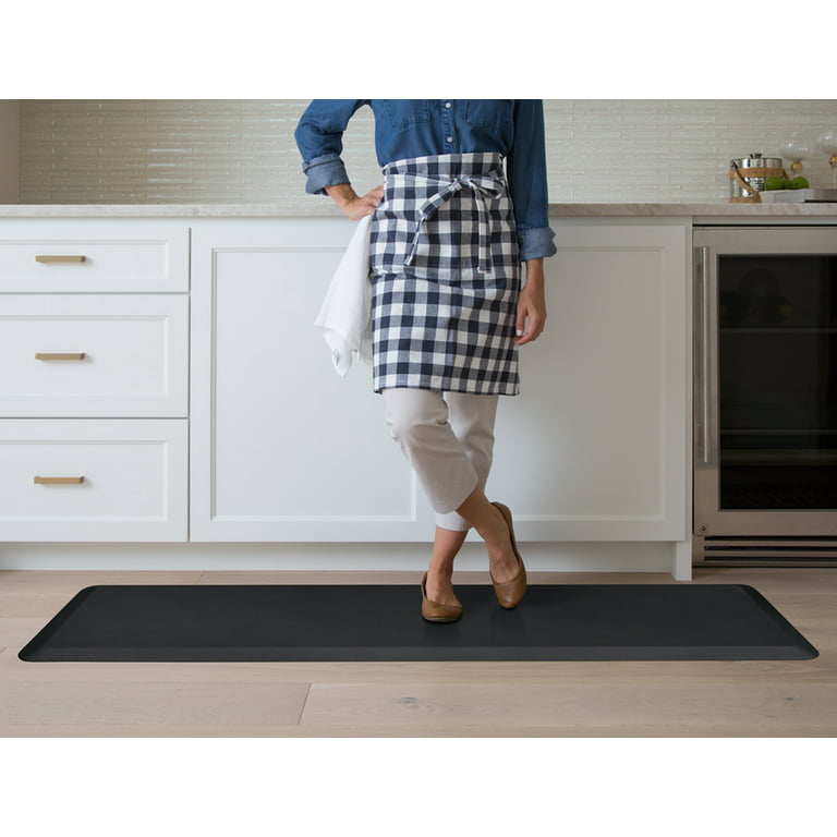 Newlife by GelPro Anti-Fatigue Kitchen Runner Comfort Floor MAT-20 x 72 in. Leather Grain, Black