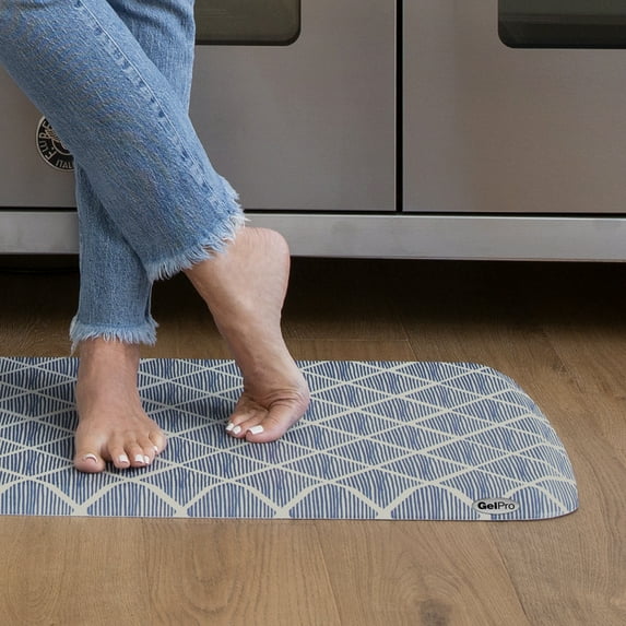 GelPro French/Traditional/Rustic Trellis Blue/White Kitchen Mat, 20 in x 72 in