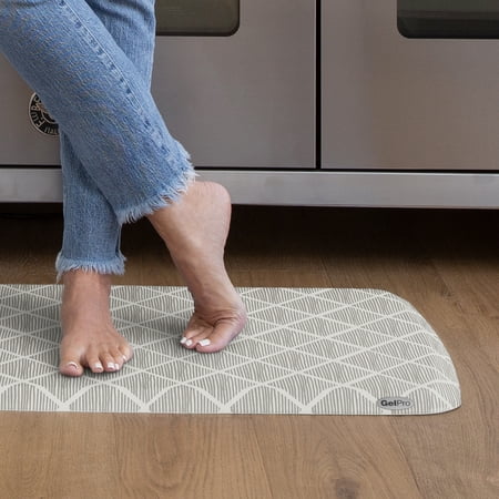 GelPro French/Traditional/Rustic Trellis Gray/White Kitchen Mat, 20 in x 48 in