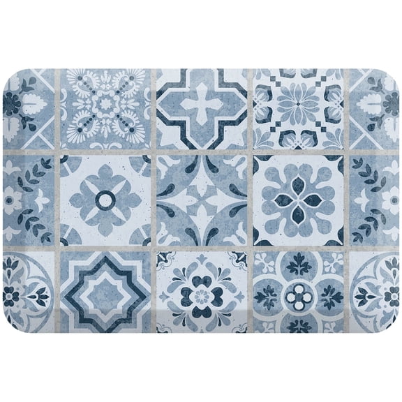 GelPro Kitchen Foam Mat Vintage Tile, 20" x 30" , Blue
