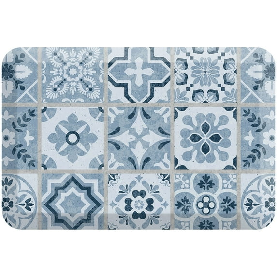 GelPro Kitchen Foam Mat Vintage Tile, 20" x 30" , Blue