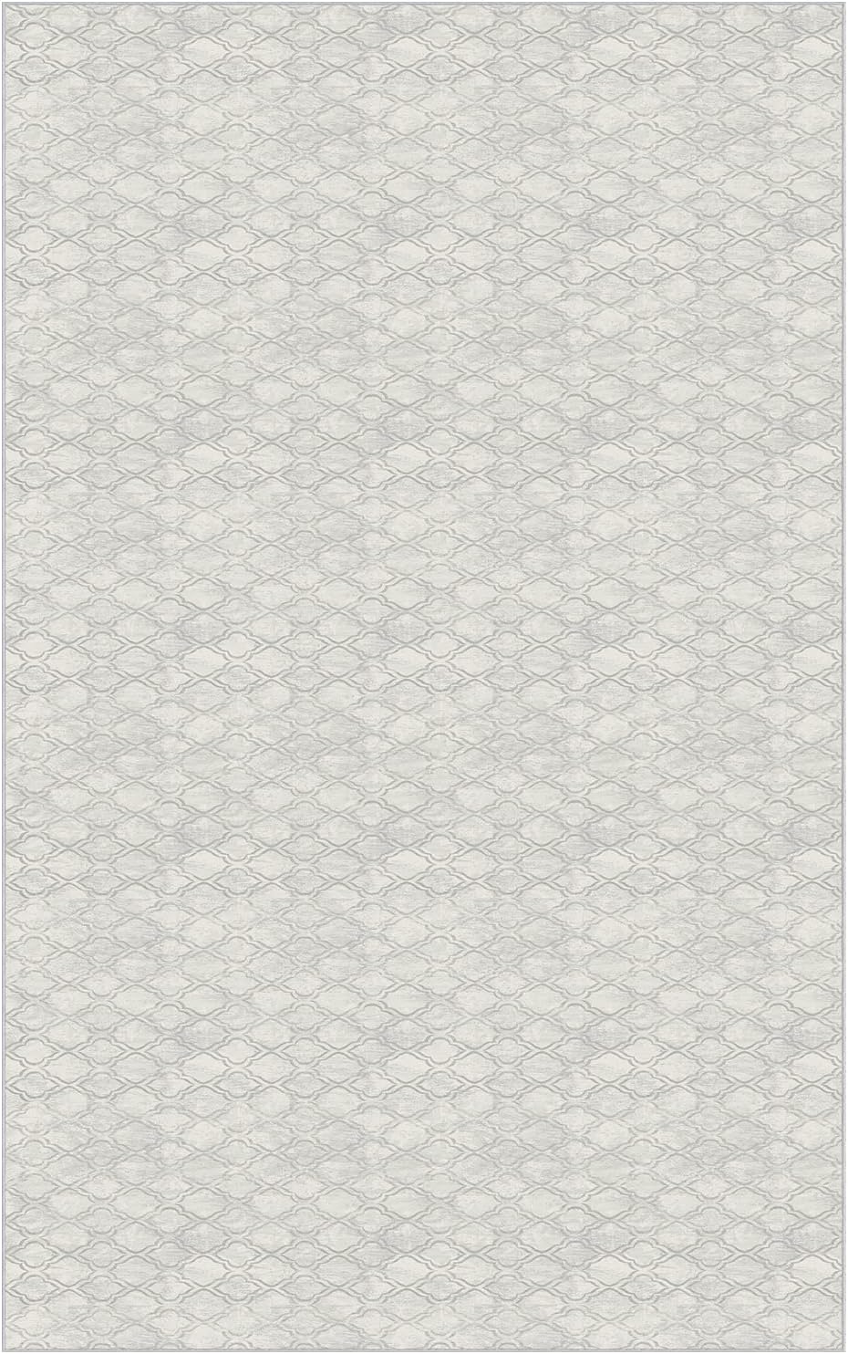GelPro NeverMove Machine Washable Antiqued Lattice Area Rug, 5x8, Grey