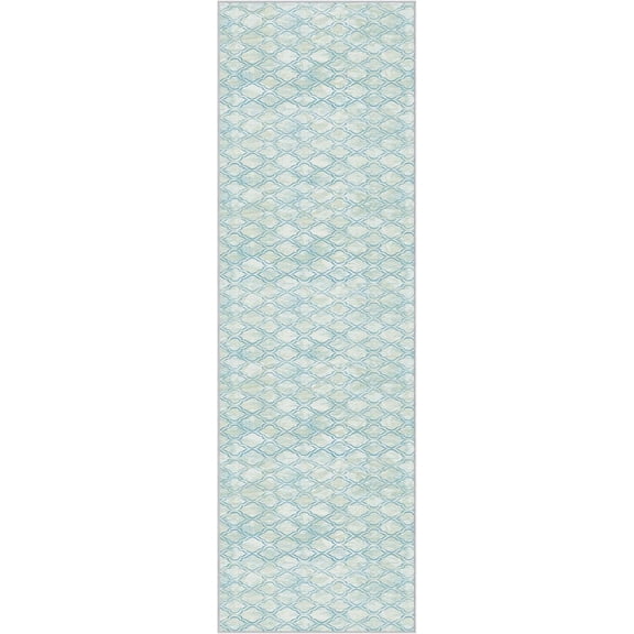 GelPro NeverMove Machine,Washable Antiqued Lattice Runner Rug 24" x 76" Blue