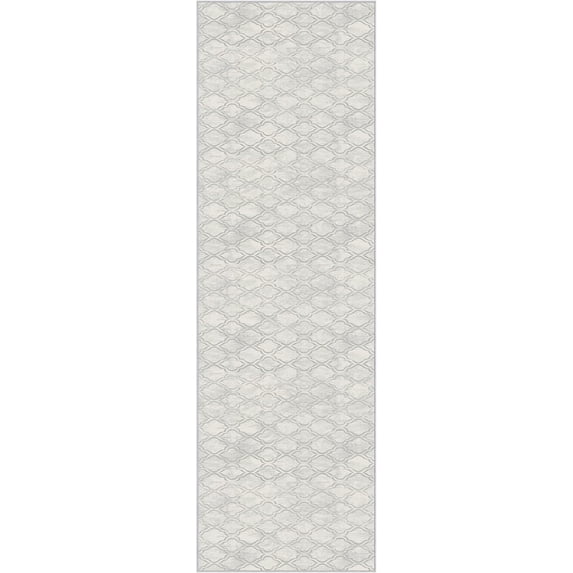 GelPro NeverMove Machine,Washable Antiqued Lattice Runner Rug 24" x 76" Grey