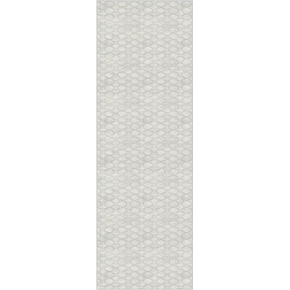 GelPro NeverMove Machine Washable Antiqued Lattice Runner Rug, 3x9, Grey