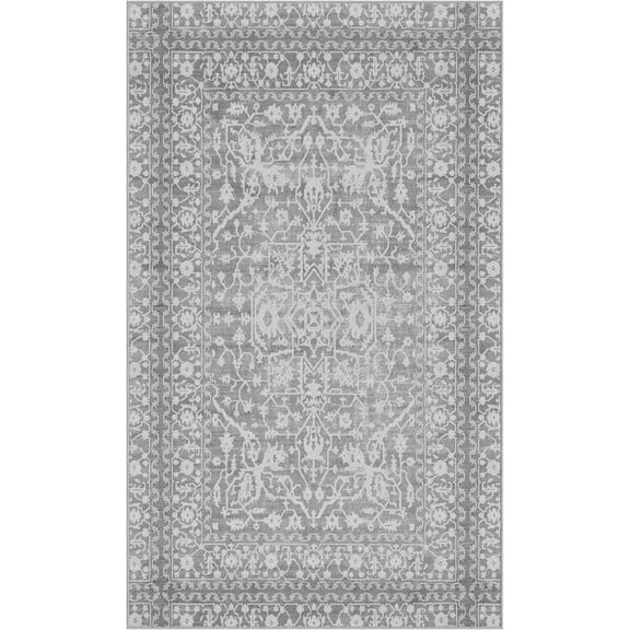 GelPro NeverMove Machine Washable Bella Area Rug, 3x5, Grey