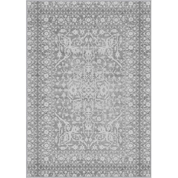 GelPro NeverMove Machine-Washable Bella Persian Kitchen Rug 24" x 34" Light Grey