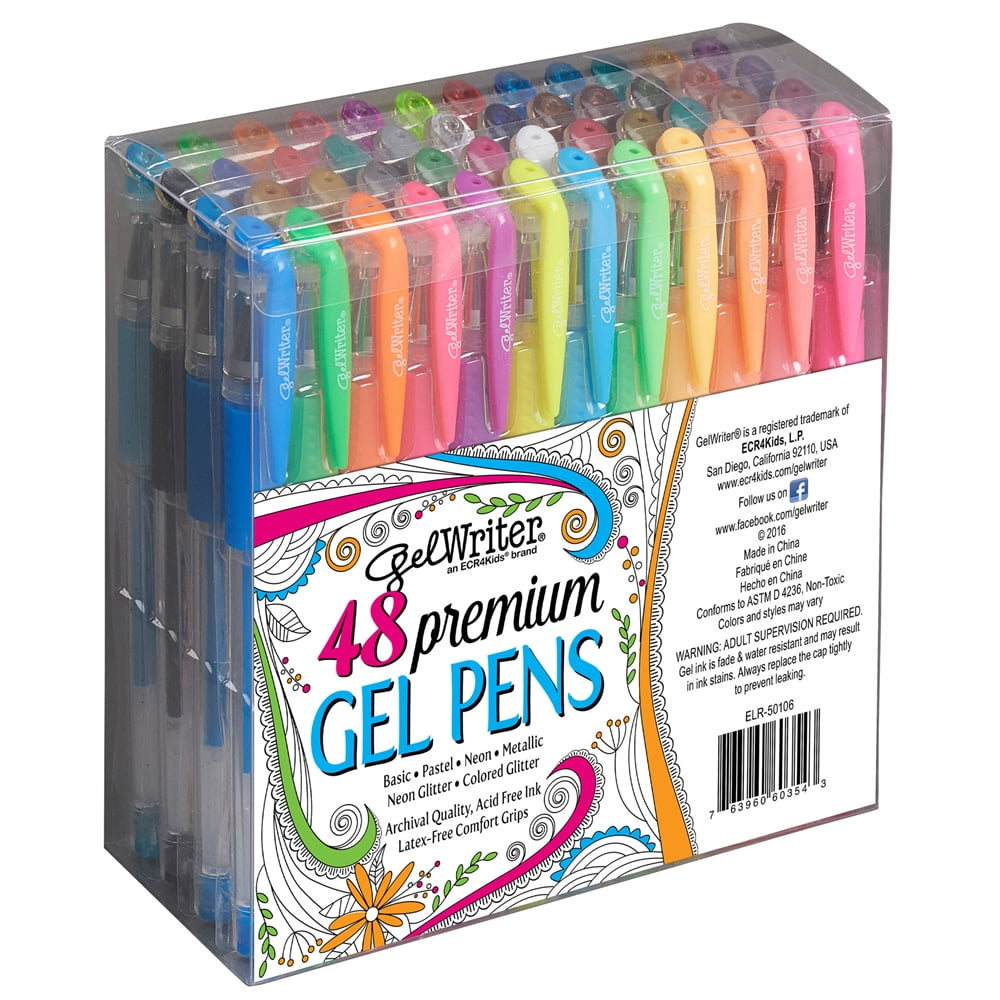GelWriter 48-Count Gel Pens Variety Pack with Colored Ink in Clear