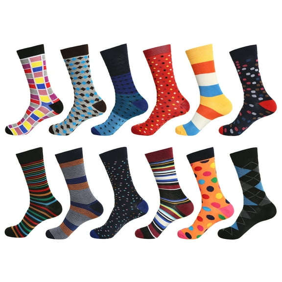 Gelante 12 Pairs Men's Cotton Fashion Casual Crew Dress Socks-Magic Pack