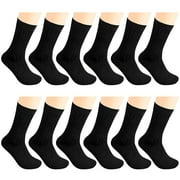 Gelante 12 Pairs Men's Cotton Fashion Casual Crew Dress Socks-Ribbed Black