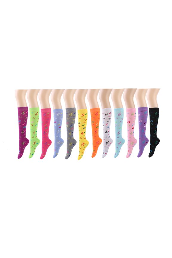 12 Pairs Women Knee High Socks - Pattern #5