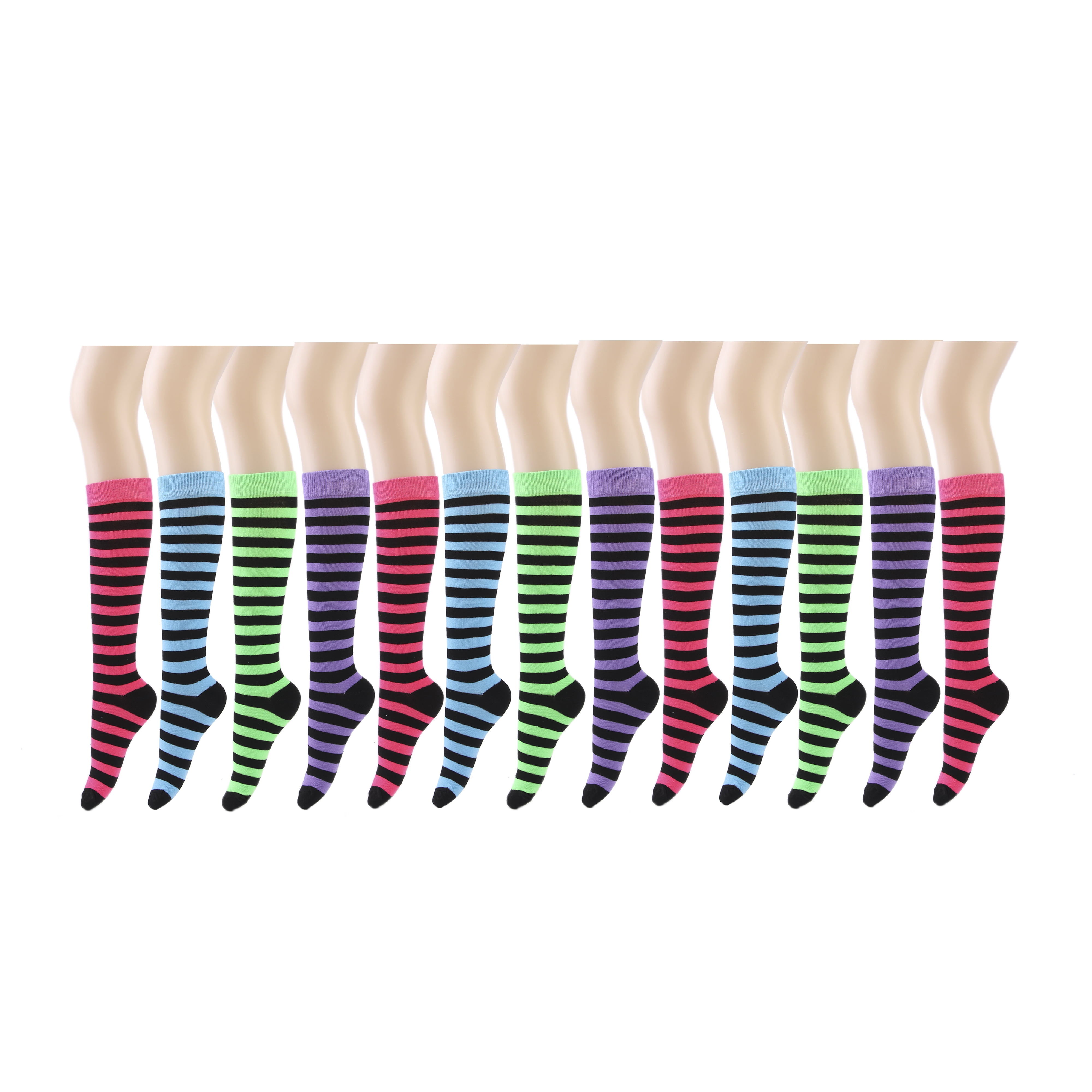 12 Pairs Women Knee High Socks - Pattern #8