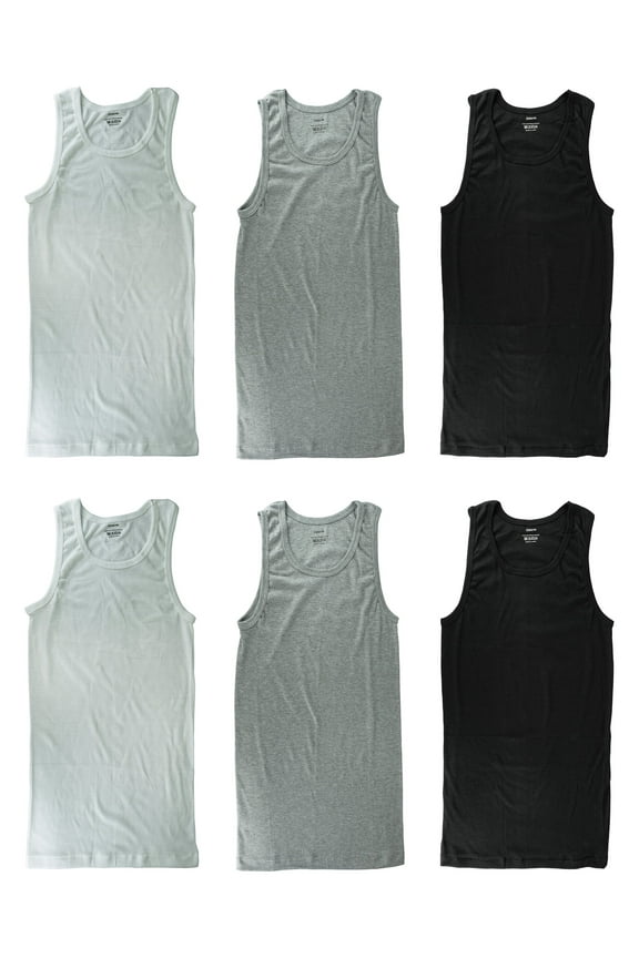 6-Pack Cotton Adult Men's Basic Undershirt Tank Top Athletic Sleeveless Tee