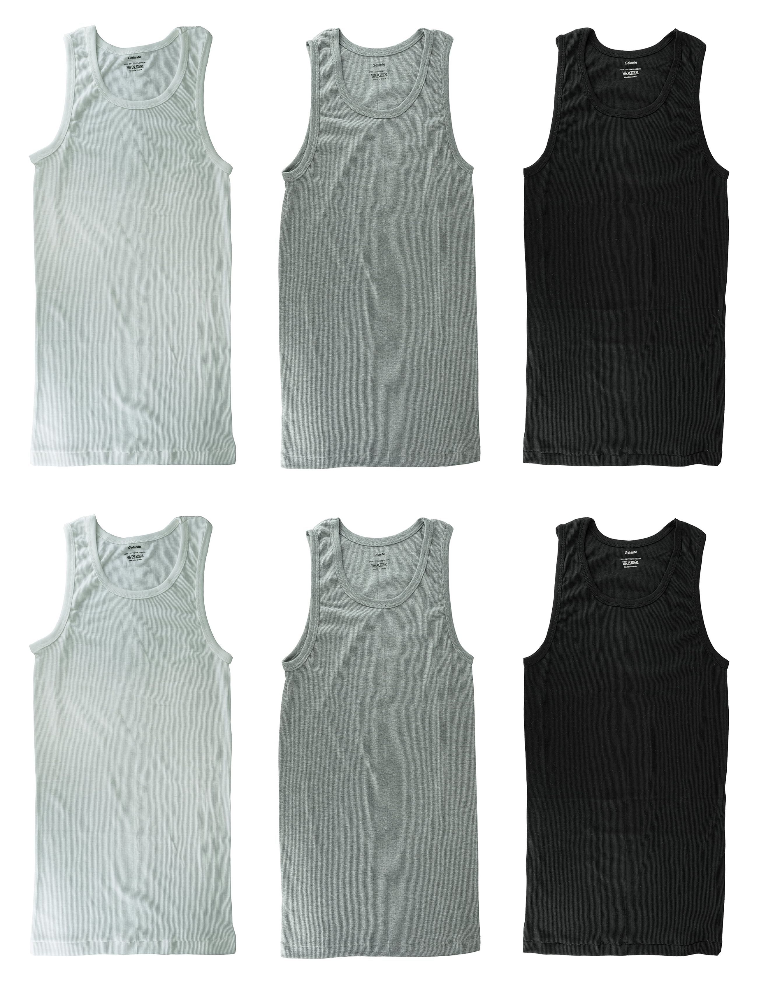 Gelante 6-Pack Cotton Adult Men's Basic Undershirt Tank Top Athletic Sleeveless Tee - image 1 of 5