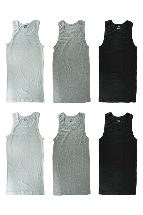 6-Pack Cotton Adult Men's Basic Undershirt Tank Top Athletic Sleeveless Tee