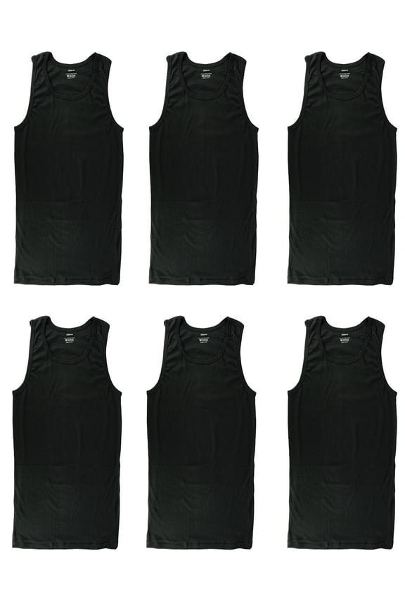 6-Pack Cotton Adult Men's Basic Undershirt Tank Top Athletic Sleeveless Tee
