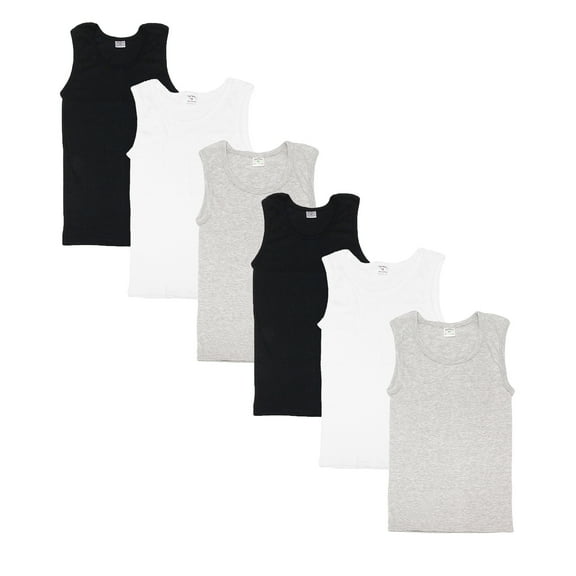 Gelante 6-Pack Cotton Adult Men's Basic Undershirt Tank Top Athletic Sleeveless Tee