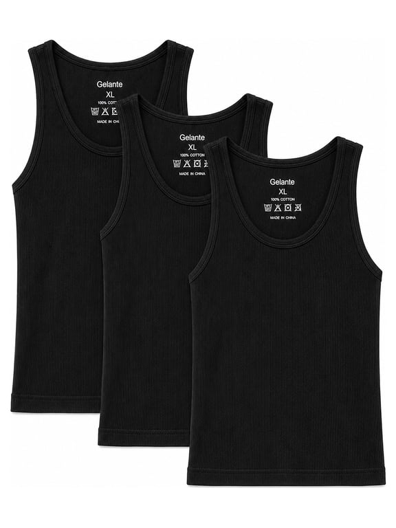 Men's 100% Cotton Ribbed Tank Top Undershirts, 3-Pack