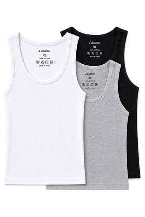 Men's 100% Cotton Ribbed Tank Top Undershirts, 3-Pack