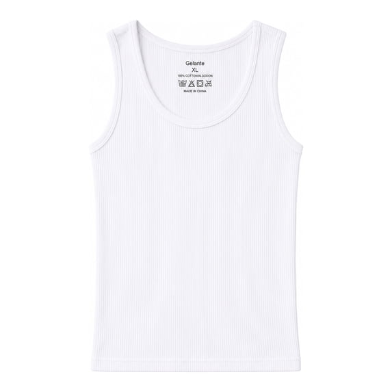 Gelante Men's Ribbed Cotton Tank Tops, 3-Pack, Sleeveless Undershirts